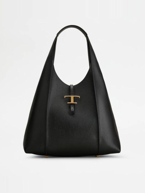 Tod's T TIMELESS HOBO BAG IN LEATHER LARGE - BLACK