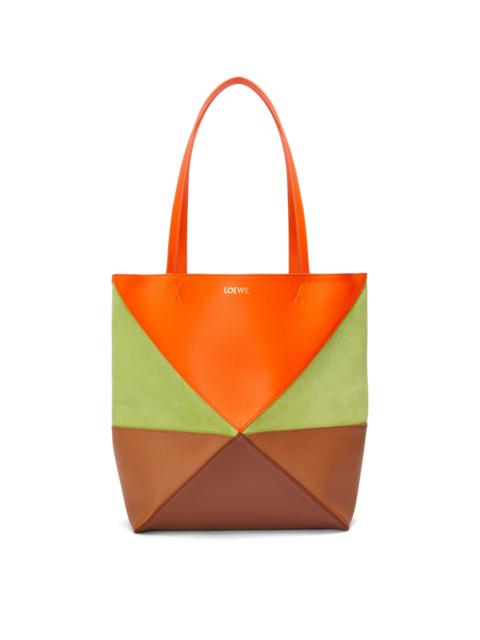 Loewe Medium Puzzle Fold tote in calfskin and suede