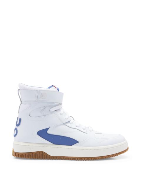 HUGO BASKETBALL-INSPIRED HIGH-TOP TRAINERS WITH LEATHER AND MESH