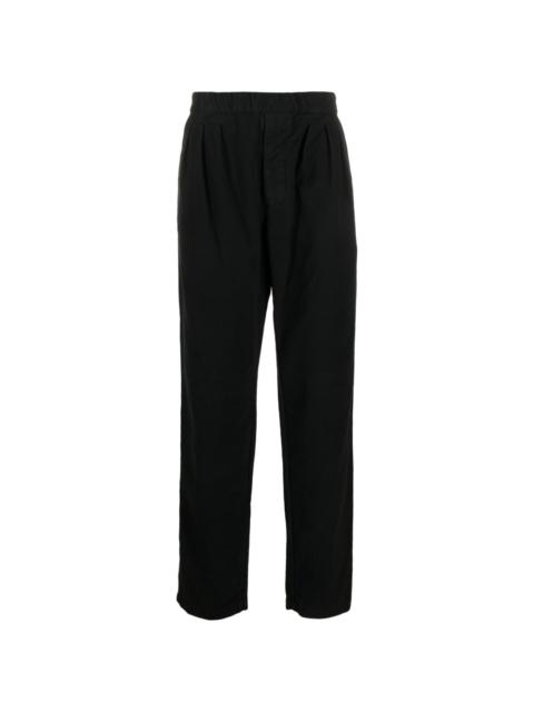 pleated straight-leg cotton trousers