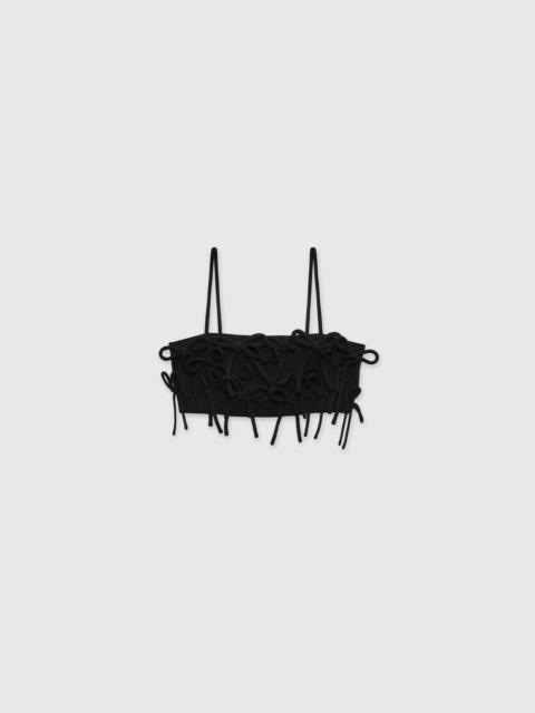 MSGM Black cady cropped top with bows