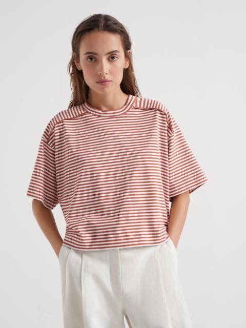 Cotton striped jersey t-shirt with monili