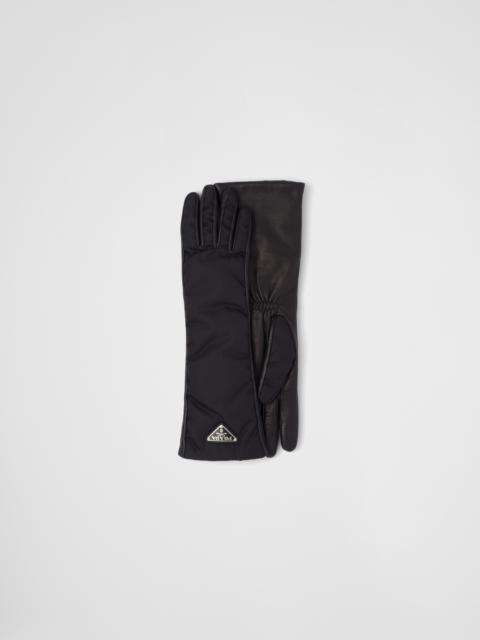 Re-Nylon and nappa leather gloves
