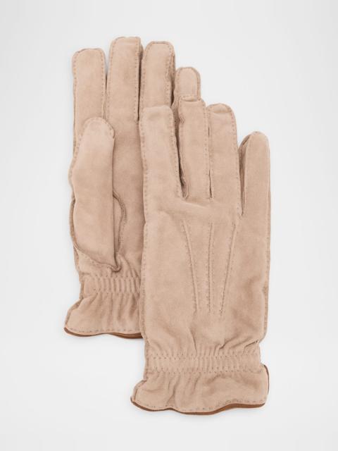 Brunello Cucinelli Men's Suede Cashmere-Lined Gloves