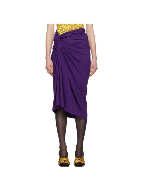 Dries Van Noten Purple Knotted Jersey Midi Skirt