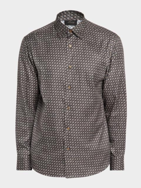 Brioni Men's Geo Print Button Down Shirt