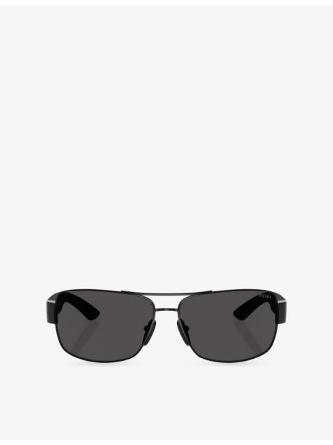 Prada PS 50ZS Rectangular-Frame Metal Sunglasses