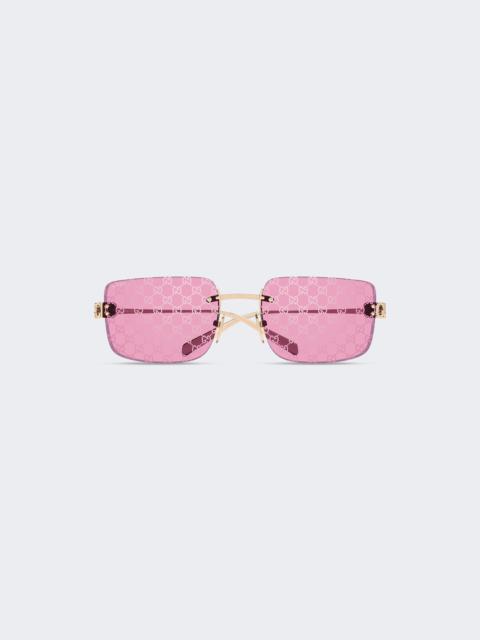GUCCI Rimless Gg Sunglasses Gold And Pink Lenses