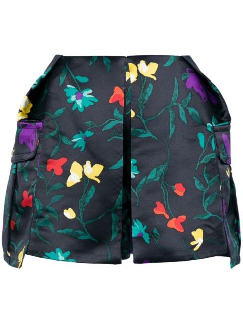 sacai floral-print flared shorts