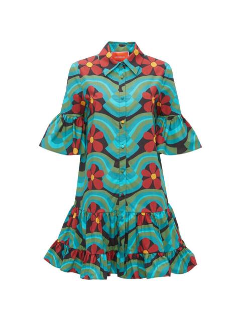 Choux floral-print flared shirt dress