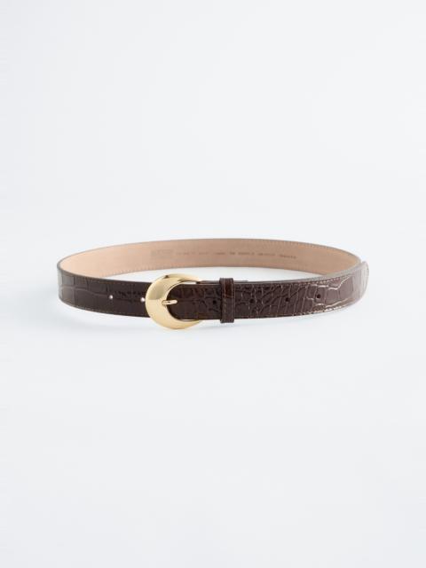 & Other Stories Croco Effect Buckle Leather Belt