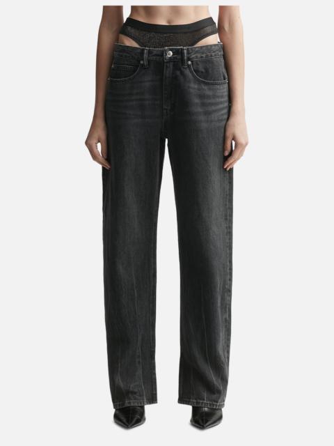 alexanderwang.t PRE-STYLED STRAIGHT-LEG SLIT-HEM JEANS