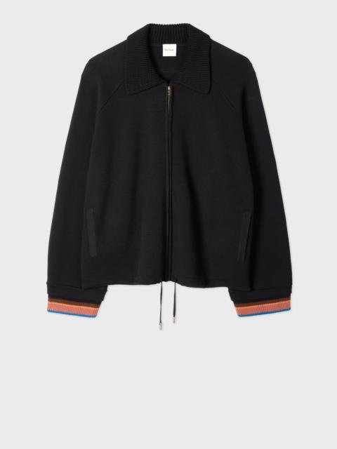 Paul Smith Women's Black Knitted Jacket with Stripe Cuffs