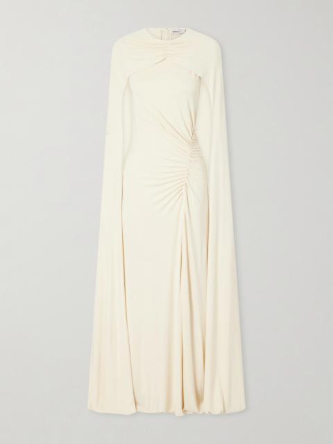 SIMKHAI Cape-effect Gathered Jersey Gown