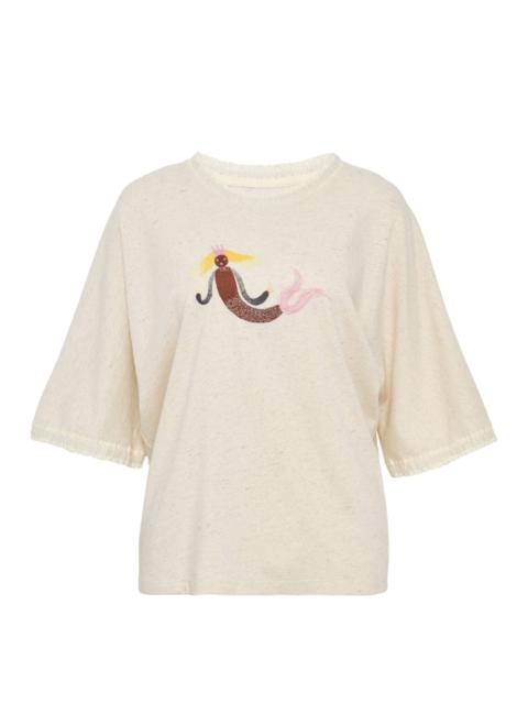 RENLI SU Printed Cotton Silk Short Sleeve Tee