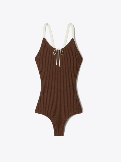 TORY BURCH Colorblock Ribbed Bodysuit