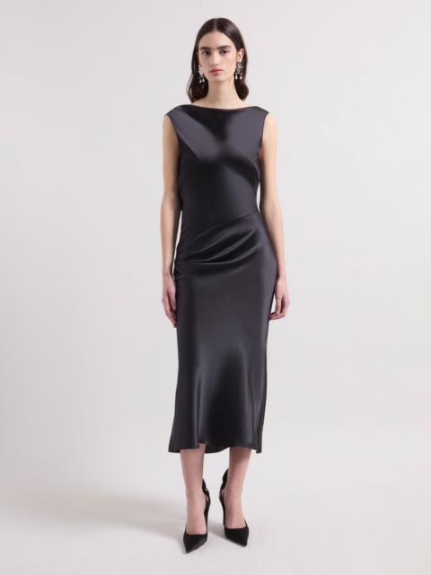 NINA RICCI Black Asymmetrical Satin Dress