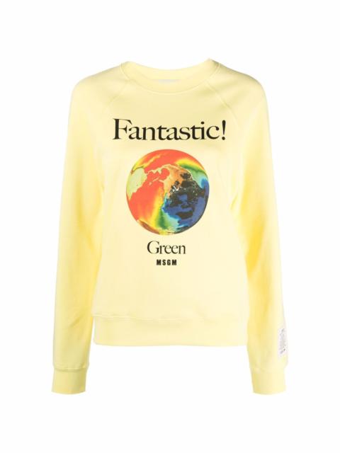 MSGM Fantastic logo-print crew neck sweatshirt