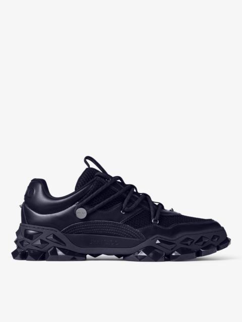 JIMMY CHOO Diamond X M Midnight Leather and Mesh Mix Trainers