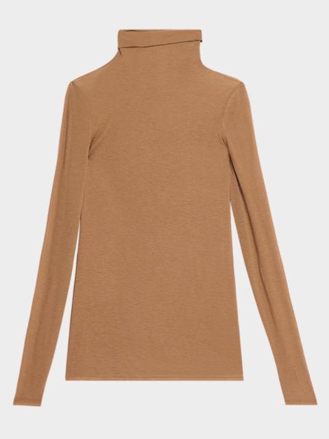 Lafayette 148 New York Elongated Viscose-Cashmere Jersey Turtleneck