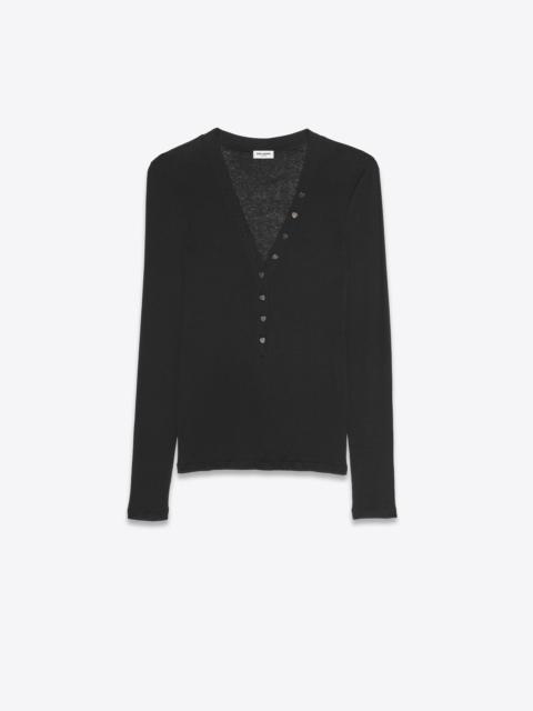 SAINT LAURENT long-sleeve t-shirt in ribbed jersey