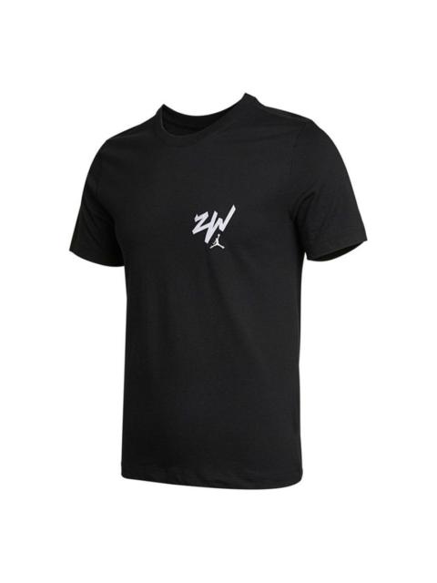 Jordan Air Jordan J Zion Ss Tee Alphabet Pattern Round Neck Sports Short Sleeve Black DM4032-010
