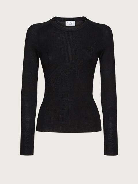 FERRAGAMO ROUND NECK SWEATER WITH LOGO
