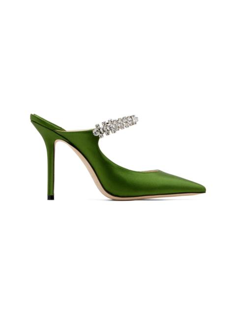 JIMMY CHOO Green Bing 100 Satin Heels