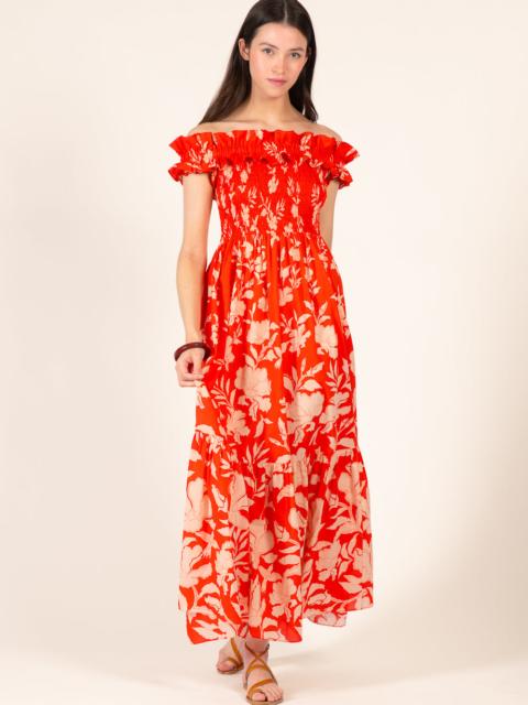 Poupette St Barth Long Dress Suzanne - Coral Palm Beach