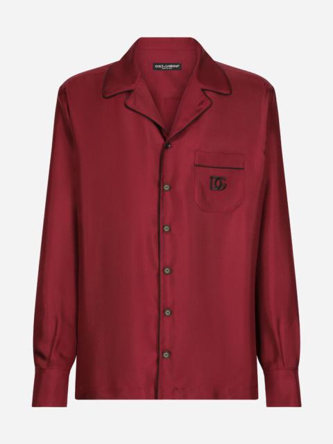 Dolce & Gabbana Silk shirt with DG logo-embroidered patch