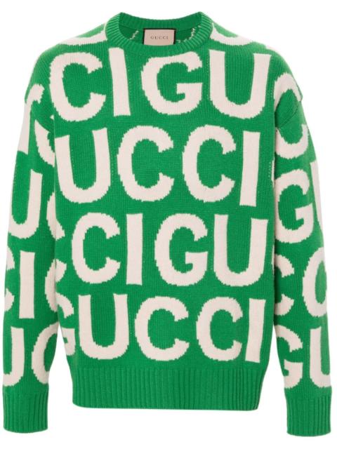GUCCI logo-intarsia wool jumper