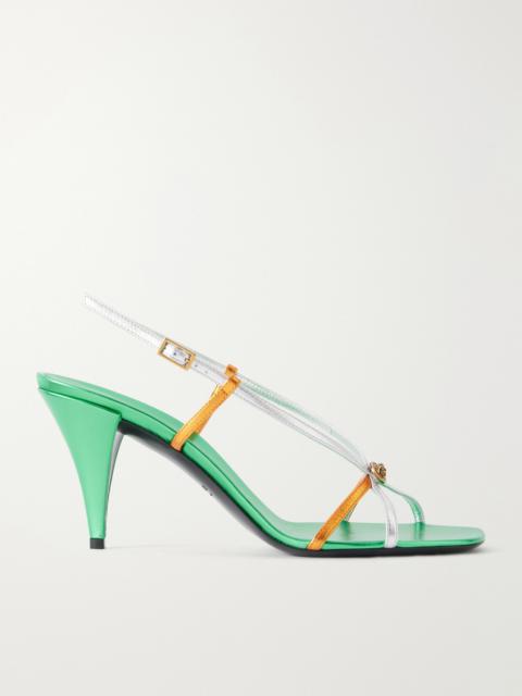 VERSACE 80 Metallic-leather Sandals