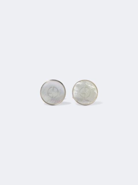 GIORGIO ARMANI Silver and mother-of-pearl cufflinks
