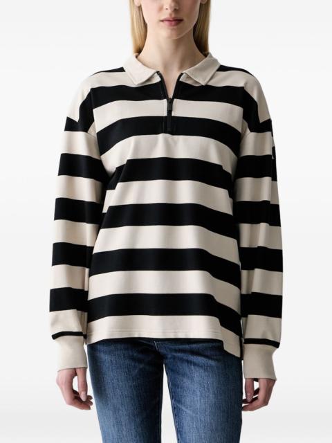 adidas striped quarter-zip polo shirt