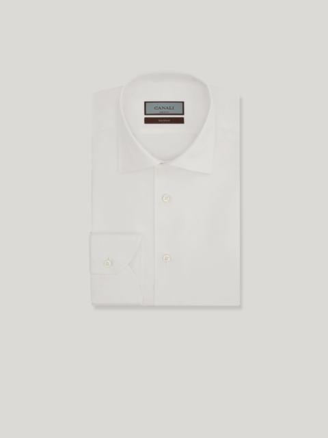 Canali REGULAR FIT SHIRT IN WHITE SEA ISLAND COTTON TWILL