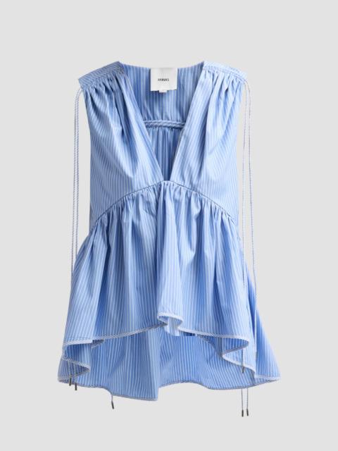 AKNVAS Women's Lamia Striped Poplin Top - Blue And White