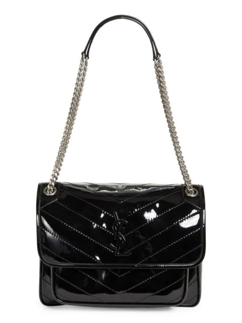 SAINT LAURENT Medium Niki Patent Leather Convertible Crossbody Bag