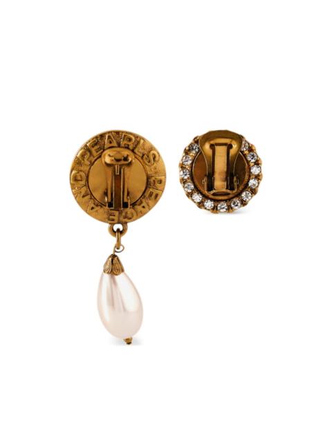 Moschino asymmetric pearl drop earrings
