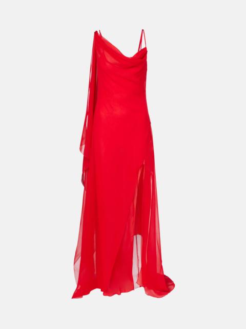 Blumarine Asymmetric draped silk georgette gown