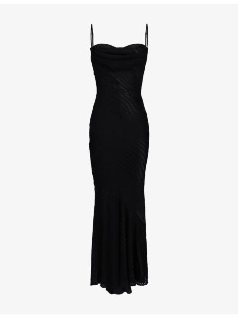 House of CB Nalani Devore Satin Maxi Gown
