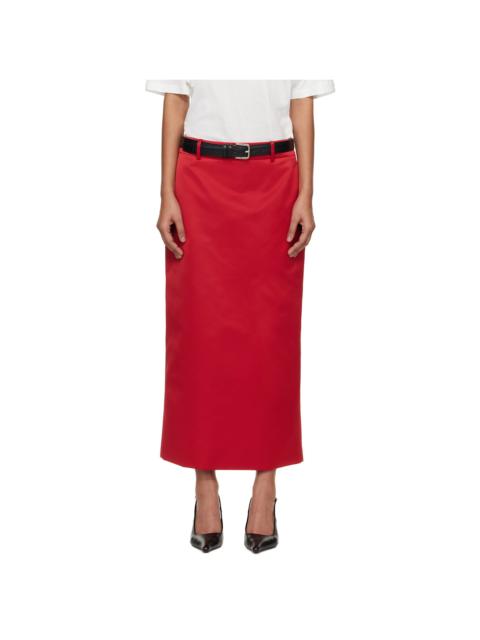 The Frankie Shop Red Alrose Satin Midi Skirt