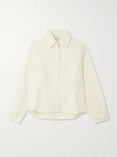 DEIJI STUDIOS Cami paneled pintucked striped organic cotton-poplin shirt Yellow