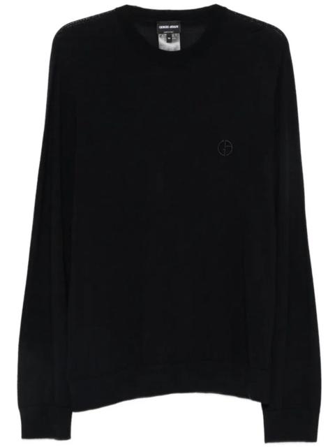 GIORGIO ARMANI WOOL PULLOVER WITH LOGO EMBROIDERY