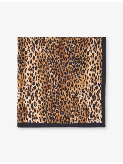maje Leopard-Print Square Silk Scarf