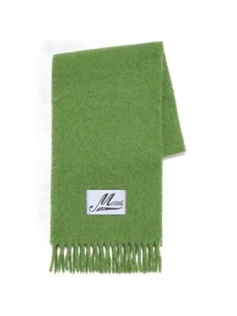 logo-patch fringed scarf