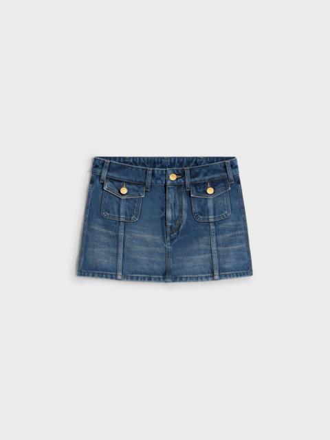 CELINE mini skirt in dark union wash denim