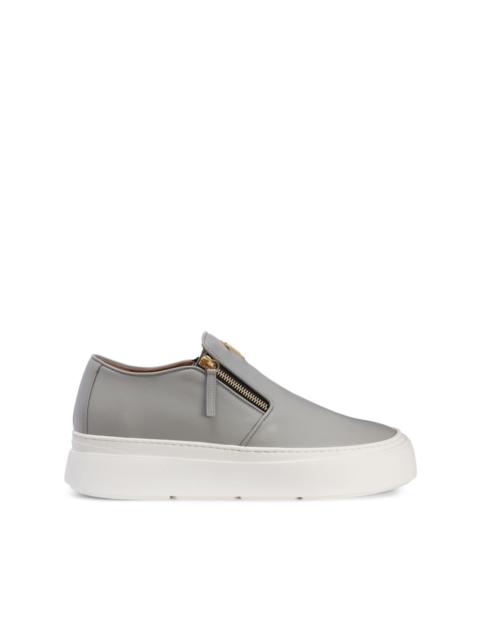 Mike zip-fastening leather sneakers