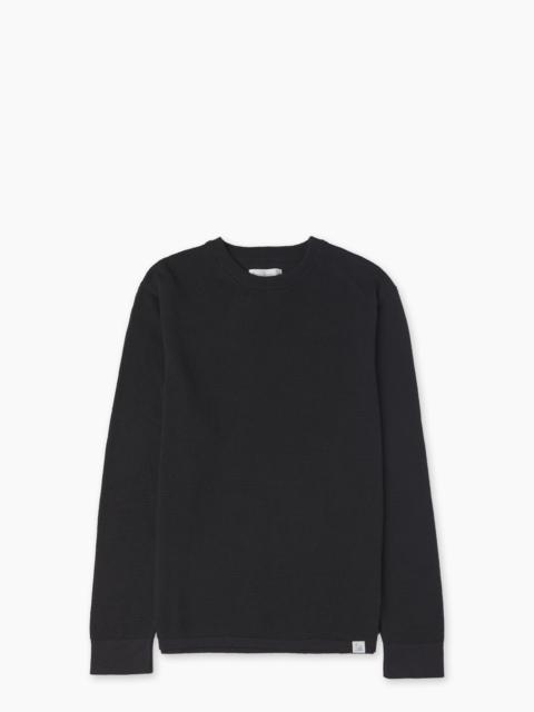 Merz b. Schwanen MERZ B. SCHWANEN EASYKNIT01 LIGHTWEIGHT WAFFLE KNIT SWEATER CHARCOAL
