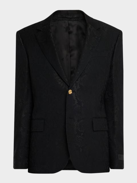 VERSACE Men's Python-Jacquard Wool-Blend Blazer