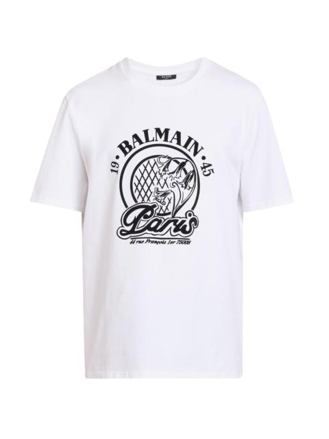 Balmain Men's Logo Graphic Cotton T-Shirt - Blanc Noir